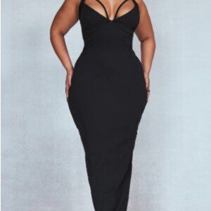 PrettyLittleThing Black Strappy Maxi Dress